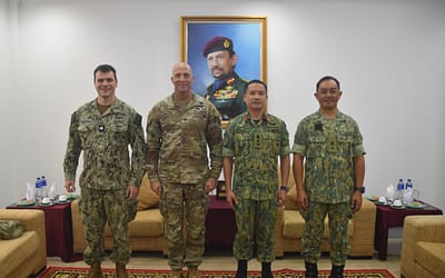 TRAINING INSTITUTE COMMANDANT RECEIVES COURTESY CALL FROM THE DEFENCE ATTACHÉ OF UNITED STATES OF AMERICA.